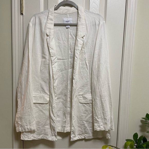 Old Navy Linen Blend Off White Blazer XL - Picture 2 of 7